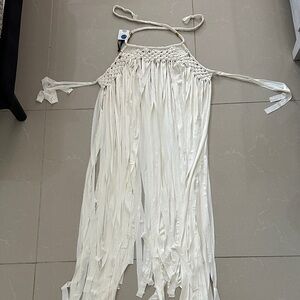White Fringe Halter Top / dress / skirt